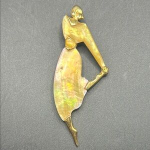 Park Lane Vintage Elegant Gold Tone Metal Dancer / Dancing Woman Brooch Jewelry